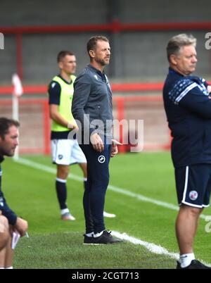 Millwall-Manager Gary Rowett während des Carabao Cup-Spiels zwischen Crawley Town und Millwall im People's Pension Stadium , Crawley , Großbritannien - 5. September 2020 nur für redaktionelle Verwendung. Keine Verkaufsförderung. Für Football-Bilder gelten Einschränkungen für FA und Premier League. Keine Nutzung des Internets/Handys ohne FAPL-Lizenz - für Details wenden Sie sich an Football Dataco Stockfoto