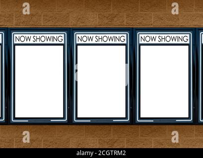 Horizontal von drei leeren Filmzelten auf goldenem Hintergrund. Stockfoto
