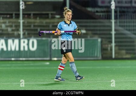 Amstelveen, Niederlande. September 2020. AMSTELVEEN, 09-09-2020, Hockey Dames Hoofdklasse, Seizoen 2020-201. Veranstaltungsort: Wagener Stadion. Loes Stijntjes während des Spiels Amsterdam - HGC. Kredit: Pro Shots/Alamy Live Nachrichten Stockfoto