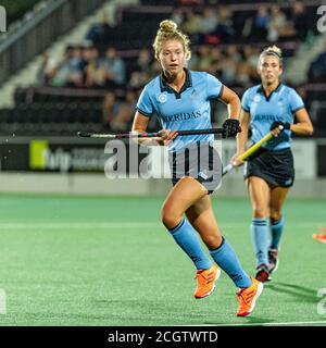 Amstelveen, Niederlande. September 2020. AMSTELVEEN, 09-09-2020, Hockey Dames Hoofdklasse, Seizoen 2020-201. Veranstaltungsort: Wagener Stadion. Esmee Kras während des Spiels Amsterdam - HGC. Kredit: Pro Shots/Alamy Live Nachrichten Stockfoto