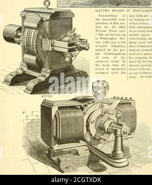 . Die Straßenbahn Zeitschrift . ELEKTRISCHE EISENBAHN IN MONTGOMERY, ALA. Die St. PaulPioneer Press kommentierte die erfolgreiche Einführung dieses Systems: Das Auto wurde bis zur Washington Ave-nue mit nur einer geringen Abschreckung gefahren, die durch die par-tielle Verarrangements einiger der Oberleitungen genutzt wurde. In der Zwischenzeit hat sich die Zuschauerzahl bis zum. Durch einen alten Schiebeventilmotor, 12 X 18 Zylinder, was 125 revolutionäre Minute bedeutet, verstellt. Der Verbrauch von Kohle ist;• bout 3,000 Pfund für siebzehn Stunden laufen. GENERATOR. Bürgersteige wurden hterally von der ersten bis vierten Straße gefüllt, während ein op Stockfoto