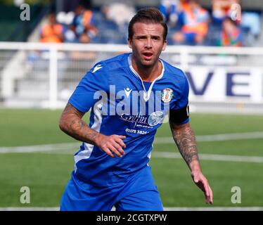 Aveley, Großbritannien. Februar 2018. SOUTHEND, ENGLAND - SEPTEMBER 12: Lewis Dark of Grays Athletic während FA Cup - Vorrunde zwischen Grays Athletic und Witham Town in Parkside, Park Lane, Aveley, UK am 12. September 2020 Credit: Action Foto Sport/Alamy Live News Stockfoto