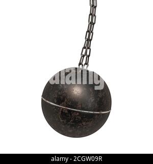 Abrisskugel, 3D-Rendering isoliert auf weißem Hintergrund Stockfoto