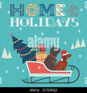 Schickes Winter Urlaub handgezeichnetes Vektor-Poster Stock Vektor