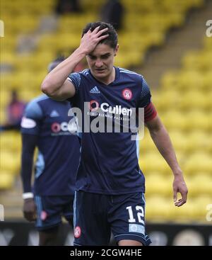 Livingston, Großbritannien. Februar 2020. Shaun will von Hamilton Academical während des schottischen Premiership-Spiels in der Tony Macaroni Arena in Livingston, Schottland. Alex Todd/SPP Kredit: SPP Sport Pressefoto. /Alamy Live Nachrichten Stockfoto