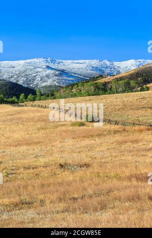 elkhorn Berge mit einem Spätsommerschnee in der Nähe von winston, montana staubt Stockfoto