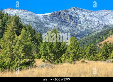 elkhorn Berge mit einem Spätsommerschnee in der Nähe von winston, montana staubt Stockfoto