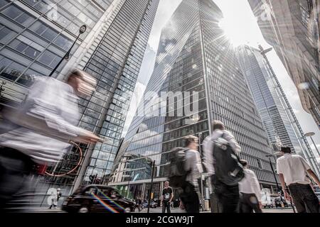 Wolkenkratzer der Stadt London. Low-Angle-Ansicht Nach Oben Stockfoto