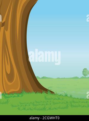Cartoon-Vektor-Illustration eines Baumes und Weide Stock Vektor