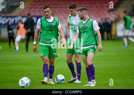 Cork, Irland. 12. Sep, 2020. Während des SSE Airtricity Premier Division Spiels zwischen Cork City FC und Shamrock Rovers im Turner's Cross Stadium in Cork, Irland am 12. September 2020 (Foto von Andrew SURMA/SIPA USA) Credit: SIPA USA/Alamy Live News Stockfoto