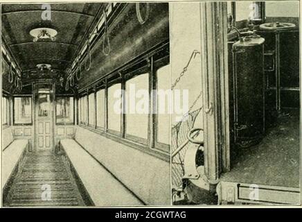. Die Straßenbahn Überprüfung . OFFENES AUTO FÜR DEN WINTERDIENST. Auto wird mit Stahlplatten und Flügel mit Glas in den Vorhangschlitzen der Sattelstützen eingeschlossen; Längssitze sind innen platziert. Die Vestibüle sind ebenfalls Teil der Umrüstung. Das Unternehmen hat mehrere dieser umgebauten Autos, von denen einige seit zwei Jahren in Betrieb sind. Wenn vom Sommer geändert. INNENRAUM DES FAHRZEUGS. VESTIBÜL. Zu Winterwagen, oder umgekehrt, ist keine Neulackierung notwendig; es takestwwo Männer etwa einen Tag, um die Umwandlung zu machen. Für den Sommerbetrieb werden die Quer- und Trittbretter ausgetauscht. Das Atla Stockfoto
