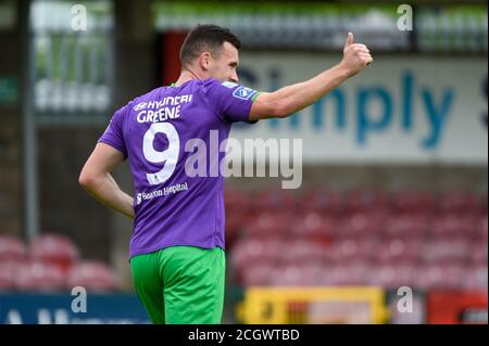 Cork, Irland. September 2020. Aaron Greene von Shamrock während des SSE Airtricity Premier Division Spiels zwischen Cork City FC und Shamrock Rovers im Turner's Cross Stadium in Cork, Irland am 12. September 2020 (Foto von Andrew SURMA/SIPA USA) Quelle: SIPA USA/Alamy Live News Stockfoto