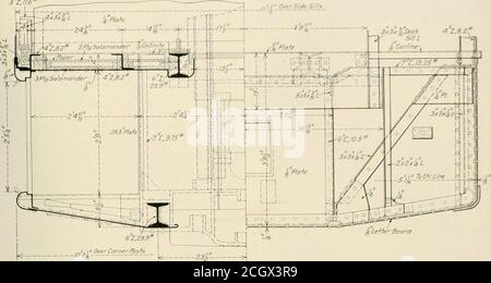 . Eisenbahnmaschinenbauingenieur. An den Bodenseiten. Die obere Abdeckplatte von Tlie für die Stub-End-Fahrzeuge ist J/2 • x 30 Zoll und reicht bis zu einem Abstand von 2 Fuß. 1^ in. oi jedes Ende Schweller, während thatfür die Vestibül Autos ist Yi in. Dick und es erstreckt sich ein paar Inchesüber das Ende Schweller. An allen Autos enden die mittleren Schweller an der Schwabbelplatte. Die Korpuswangen sind von der doppelten Art, bestehend aus 5/16-in. Gepressten Stahlwannen, die zurück nach hinten gesetzt werden, die Seitenmitglieder werden 5 ft. 10 Zoll auseinander. Eine Mittelplatte aus Gussstahl ist im mittleren Schwellerträger eingeschlossen und ist für die Coleman-Verriegelung ausgelegt. Stockfoto