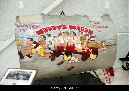 World war II Nasenkunst von Waddy's Wagon, Walter 'Waddy' R Young 869. Bombardement Squadron, Lone Star Flight Museum, vor Ort in Galveston, Texas 2016. Stockfoto