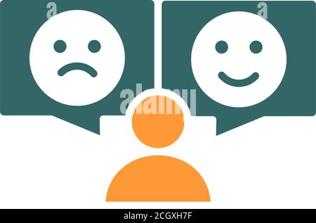 Mensch mit verschiedenen Emotionen farbige Ikone. Positives und negatives Emoji-Symbol Stock Vektor