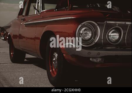 Rote alte Plymouth Stockfoto