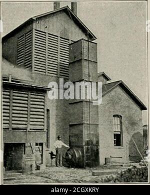 . Die Straßenbahn Überprüfung . W.]!. REED. September 15. Igoi.] STRASSENBAHNÜBERPRÜFUNG. 581 NEUER KÜHLTURM. Die Vorteile des Betriebs von Dampfmaschinen kondensierend sind seit langem geschätzt, und um die Verwendung von Kondensatoren in Anlagen, in denen die Kosten für Wasser sind hoch, erhebliche Aufmerksamkeit wurde auf die Konstruktion von Wasserkühltürmen gegeben, um die condensing Wasser kann wiederverwendet werden. Die beiliegenden Abbildungen zeigen zwei Arten von Kühltürmen, die von der Victor Cooling Tower Co. Entworfen wurden. 812 Olive St., St. Louis,. Stockfoto