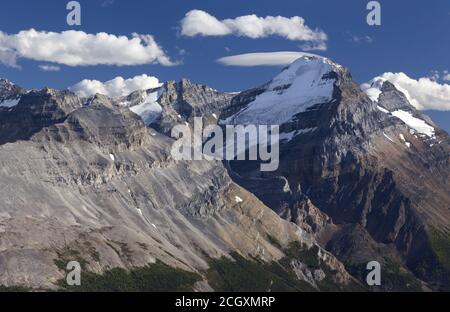 Gletscher am North Peak von Mount Victoria und Snowy Canadian Rockies Landscape, Lake Louise Gegend, Banff National Park Stockfoto