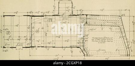 . Amerikanischer Ingenieur und Eisenbahn Zeitschrift . 60- *- -78- -*- f New Prairie Type Locomotive-Chicago, Burlington * Quincy Railroad.RA J ,,: „ Baldwin Locomotive Works, Builders. F. A. Delano, Superintendent Motive Power. Mai. 11) 01. AMERICAN ENGINEER AND RAILROAD JOURNAL. 137 7SJf- *) f-/g-.. -237#-Längsschnitt des Kessels. K-,-/i--?,» / lof- fc f – 1«- fj  ^ k- -/of-- 1 –&gt;! f2+-£+21 ffl gekühlt und/ 0rund A- Stockfoto