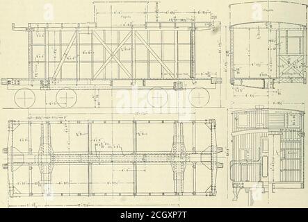 . Amerikanischer Ingenieur und Eisenbahn Zeitschrift . CABOOSE. Virginian Railway. Die Virginian Railway hat vor kurzem eine Anzahl von Fahrwagen in Betrieb genommen, die für den Einsatz in den Bergdivisionen konzipiert wurden, wo Mallet-Kompositlokomotiven mit einer Zugkraft von 80,000 lbs zum Schieben eingesetzt werden. Das Untergestell ist ungewöhnlich stark, die Mittelschweller und das Zuggetriebe sind, soweit es die Bedingungen zulassen, wie die auf den Stahlkohlewagen auf dieser Straße. Bei einer Kollision am hinteren Ende wurde eine dieser Kabinenbeine nicht beschädigt, obwohl eine gewöhnliche Kabinenbeine unter den Sameconditions komplett gewesen wäre Stockfoto