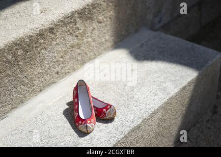 Koreanische traditionelle Blume Schuhe, Neujahr Bild Stockfoto