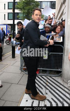 Chris Pratt sah, wie er am 25. Mai 2018 bei BBC Radio 2 in London, Großbritannien, ankam. Stockfoto