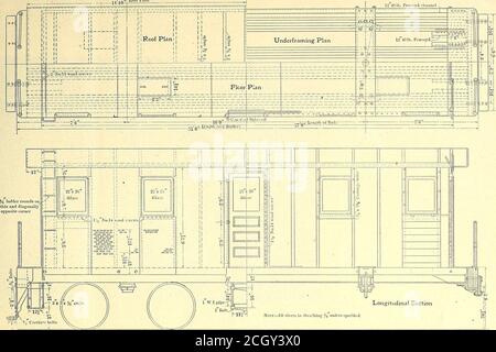 . Die Straßenbahn Zeitschrift . SEITENANSICHT DER ELEKTRISCHEN GÜTERLOKOMOTIVE DER BROOKLYN RAPID TRANSIT COMPANIES MARCH 23, 1907.] T STREET RAILWAY JOURNAL. 489. Slrett Ry.Joiih.ul PLÄNE UND HÖHE, ZEIGT BAULICHE MERKMALE DER BROOKLYN GÜTERLOKOMOTIVE Stockfoto