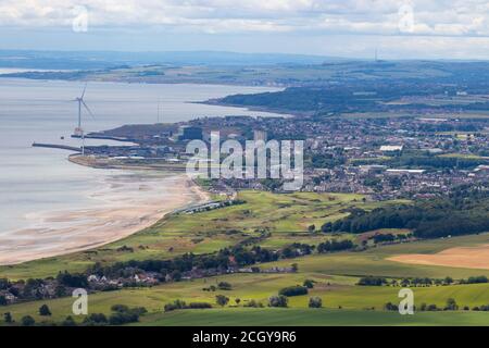 Blick auf die Stadt Leven in Fife Schottland vom Largo Gesetz. Stockfoto