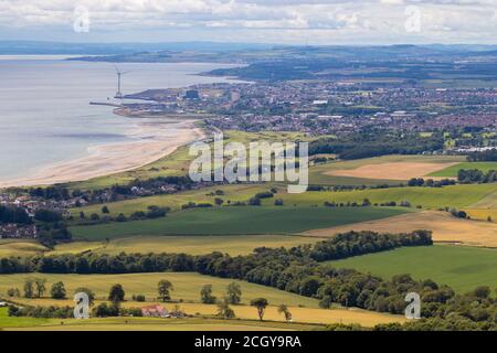 Blick auf die Stadt Leven in Fife Schottland vom Largo Gesetz. Stockfoto
