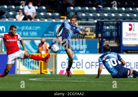 High Wycombe, Großbritannien. September 2020. David Wheeler von Wycombe Wanderers beim Sky Bet Championship-Spiel zwischen Wycombe Wanderers und Rotherham United am 12. September 2020 im Adams Park, High Wycombe, England. Foto von Liam McAvoy. Kredit: Prime Media Images/Alamy Live Nachrichten Stockfoto