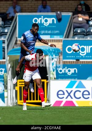 High Wycombe, Großbritannien. September 2020. Fred Onyedinma von Wycombe Wanderers beim Sky Bet Championship-Spiel zwischen Wycombe Wanderers und Rotherham United am 12. September 2020 in Adams Park, High Wycombe, England. Foto von Liam McAvoy. Kredit: Prime Media Images/Alamy Live Nachrichten Stockfoto