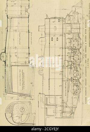 . Amerikanischer Ingenieur und Eisenbahnjournal . er wird gelockert, der vertikale Teil des Führungsjoches wird vom horizontalen Teil gelöst und die Führungsschienen kommen mit dem Kopf und dem Joch weg, ohne die Ausrichtung der Führungsschienen zu stören. Auf dieser fahrbahn ist es nun üblich, alle neuen Lokomotiven mit Zylinderbuchsen auszustatten. Dies ist in diesem Fall für die Hochdruckzylinder, aber nicht für den Niederdruck, wegen ihres großen Durchmessers. Die Anordnung der Ventile und Zylinder auf einer Seite des Motors ist auf Seite 276 dieses Journals vom September 1901 dargestellt. Die Rahmen sind sehr schwer, bei Stockfoto