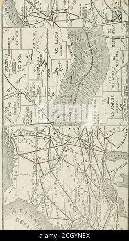 . Ressourcen des Staates Arkansas : mit Beschreibung der Grafschaften, Eisenbahnen, Minen und der Stadt Little Rock / von James P. Henry . &gt;rove;m;NTK, kombinieren t^.&gt; rendern diese Länder den Garten des Landes. Sie sind^ gelegen als follovsrs: Grafschaften. AkroB. ) ut 1H2.500 Wiisliington, about Sebastian, about 5,000 .^5 300) Johnson, about Van Bureii about ■J, 000 Madisou, about Sali:U&gt;, ahout 4,500 -.n alternative Abschnitte, ou either side and Avith.ii twi^nty mihs of the Railroad.Uplands from 2 50 to 7 Dollar; Creelc Bottoms fro:n 7 to 10 Dollar; Und Kiver Bottomsvon 10 bis ^20 pro Hektar. Für Karte senden Stockfoto