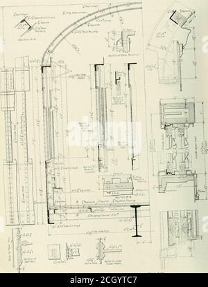 . Eisenbahnmechaniker . Anordnung der Rahmenmitglieder im GEPÄCKWAGEN 354 EISENBAHNZEITBLATT. MECHANISCHE AUSGABE Vol.. 89, Nr. 7. ■, . .h» Framann der Reisebusse und Cliair CarsQuerschnitte und Details des Framtno o UU.V, 1915 EISENBAHN AGI-. C.AZK TIL., MISCHEN 11AXICAI. KDITK) N 355 Stockfoto