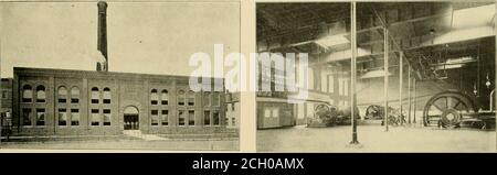 . Die Straßenbahnüberprüfung. Geschäft bei den Zustandstraßen und den einundzwanzigsten Straßen, dort aresix die Scheunen. Bei fünf von diesen gibt es von einem bis zu vierAuto Aufzüge. Insgesamt gibt es elf Aufzüge. Für jeden Aufzug werden Twoso-Horse-Power-Motoren installiert.derzeit sind in den Scheunen Dampfmaschinen im Einsatz, die mehrere hundert Meter an der Schnur laufen. Die Kosten kleiner Dampfanlagen sind bekannt, und die Einsparung von Aggregaten entlang dieser Linie wird beträchtlich sein.die Hghting und die Stromlast werden zu einer Zeit kommen, wenn der Elektroeisenbahn-Mann nach Chicago kommt, ist ein Vorbild für Ordnung und gutes Engineering. It Stockfoto