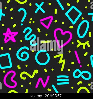 Memphis Doodle Hintergrund. Nahtloses Muster für Stoffdesign Stock Vektor