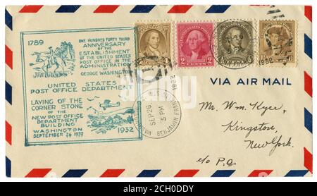 Washington D.C., Benjamin Franklin Sta., USA - 26. September 1932: Historischer Umschlag: Brief mit Briefumschlag US-Postamt Stockfoto