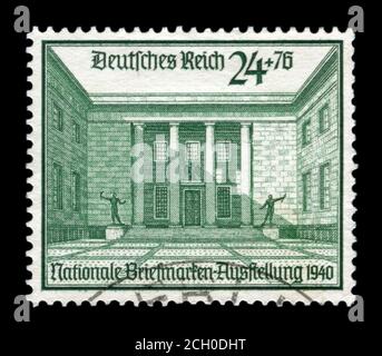 Berlin, DEUTSCHLAND – 28. März 1940: Historische Briefmarke: 2. Nationale Briefmarkenausstellung in Berlin, Reichskanzlerhof, Drittes Reich, Absage Stockfoto