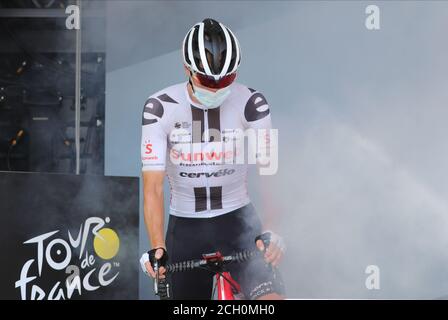 13. September 2020; Lyon, Frankreich; Tour De France 2020, Lyon nach Grand Colombier Etappe 15; Soren Kragh Andersen Denmark Team Sunweb Stockfoto