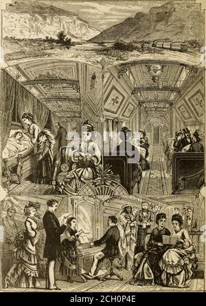 . Der Pazifik-Tourist : Adams & Bishop's illustrierte trans-kontinentale Führer der Reise, vom Atlantik zum Pazifik ... : ein kompletter Reiseführer der Eisenbahn der Union und des Zentralpazifiks ... . Copyright, 187P, von Ilonry T. Williams.. PALACE-CAR LEBEN AUF DER PACIFIC UAILKOAD. Stockfoto