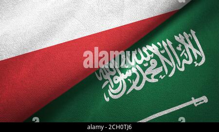 Polen und Saudi-Arabien Flaggen Textiltuch Stockfoto
