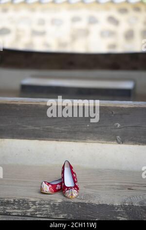 Koreanische traditionelle Bild, Blume Schuhe Stockfoto