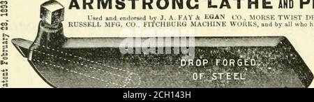 . Lokomotive Engineering: Eine praktische Zeitschrift für Eisenbahn-Triebkraft und Rollmaterial. ARMSTRONG DREHMASCHINE und HOBELWERKZEUG anj m.lorsed liv J. A FAY A EGAN &lt; (i, MilRSE DRILLBOHRER UND MASCHINE CO., WILEY 4KUSSF.LL YWC. rn., FlfrnRriKi MASCHINE WuKKS. Und von ^ill warum haben cven es eine Studie. Senden Sie für Rundschreiben und Preise. ArmstroDg Bros. Tool Co. 80EDCEWOOD AVE.CHICACO. Pratt & Whitney Co., Harlford, Connecticut, USA EIN- UND DOPPELKOPF-FRÄSMASCHINEN als Ersatz für Fräser für schwere und schnelle Schneiden in Gusseisen und Schmiedeeisen und Stahl verwendet. REVOLVERKOPF-MASCHINEN UND WERKZEUGE zum Drehen, Stockfoto