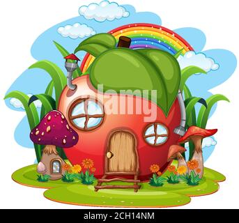 Fantasy Obst Haus isoliert Illustration Stock Vektor