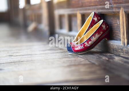 Koreanische traditionelle Bild, Blume Schuhe Stockfoto