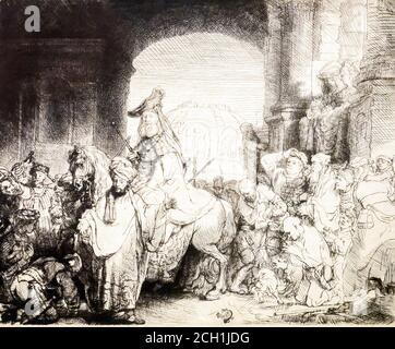 Rembrandt van Rijn (1606 -1669) der Triumph von Mordecai, um 1641 Ätzung und Trockenpunkt Stockfoto
