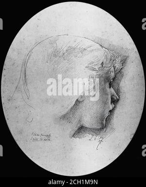 Merson Luc-Olivier - Studie für den Kopf eines Engels In Saint Isidore - Französisch Schule - 19. Und früh 20. Jahrhundert Stockfoto