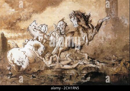 Moreau Gustave - Diomedes von seinen Pferden verschlungen 1 - Französische Schule - 19. Und Anfang des 20. Jahrhunderts Stockfoto