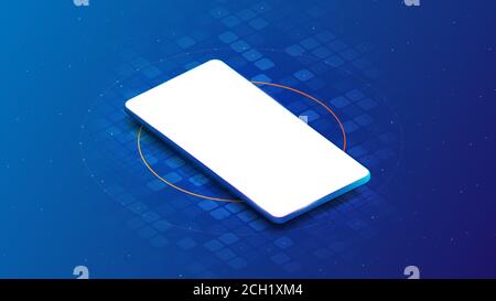Smartphone leeren Bildschirm auf Technologie futuristischen Hintergrund. Mockup Mobile. Vektorgrafik Stock Vektor