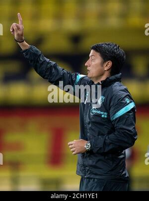 Watford, Großbritannien. September 2020. Watford-Manager Vladimir Ivic beim Sky Bet Championship-Spiel zwischen Watford und Middlesbrough in der Vicarage Road, Watford, England am 11. September 2020. Foto von Andy Rowland. Kredit: Prime Media Images/Alamy Live Nachrichten Stockfoto